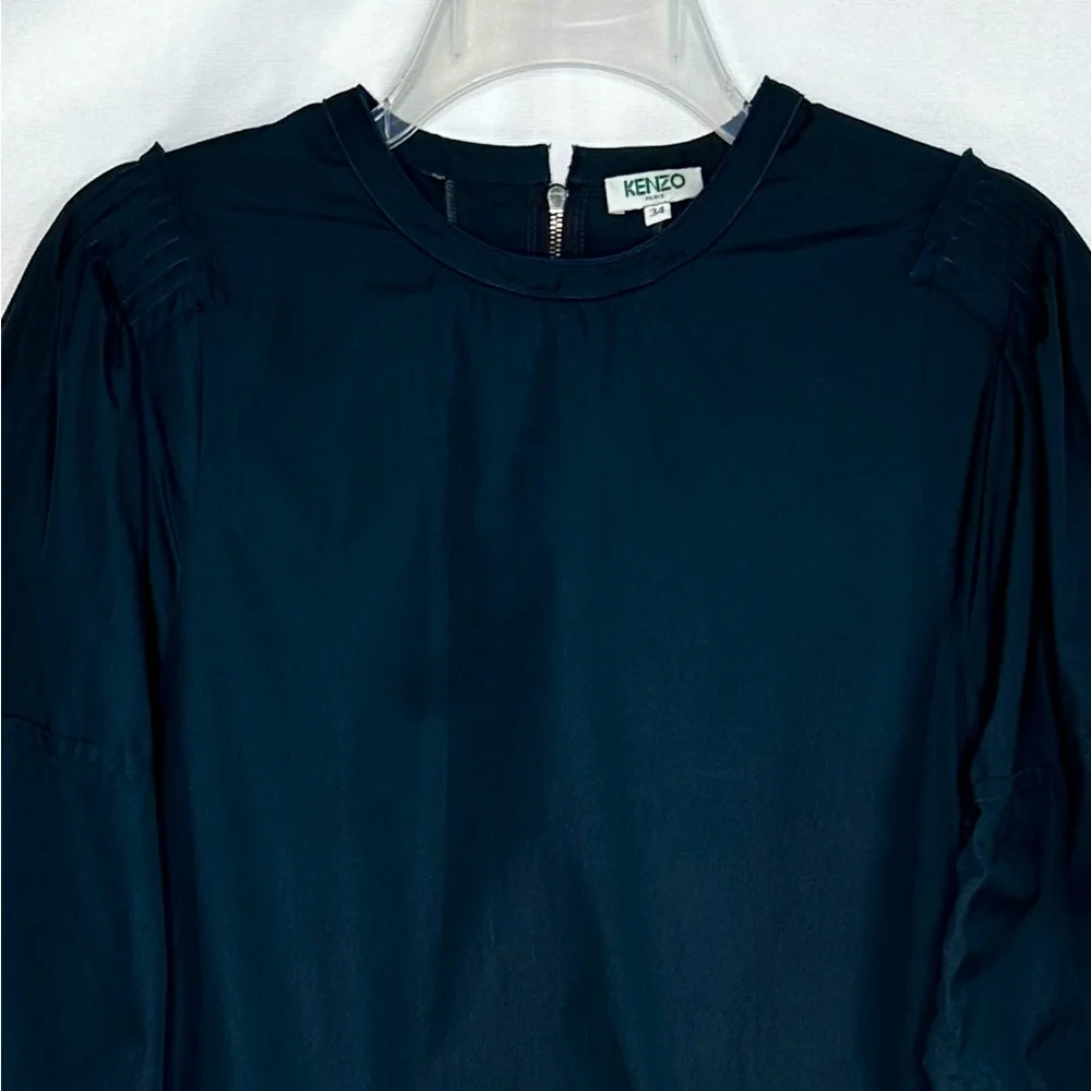 Kenzo Tunic Dress‎ Balloon Sleeves Button Cuffs Pin Tuck on Shoulders Goth Sz 35